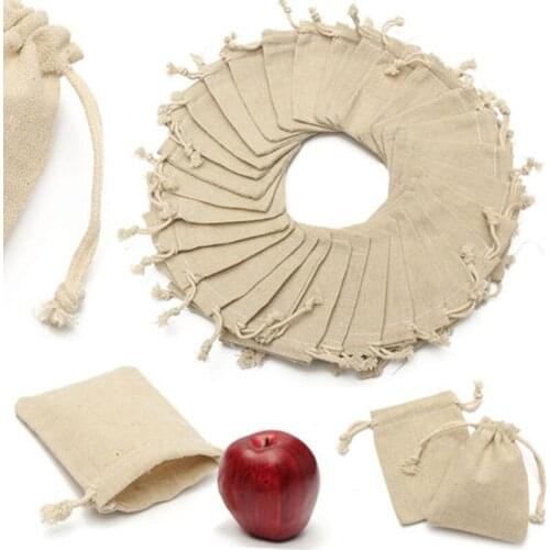 Decor Bag 50X Linen Pouch Drawstring Burlap Jute Sack Wedding Jewelry Bags Gifts