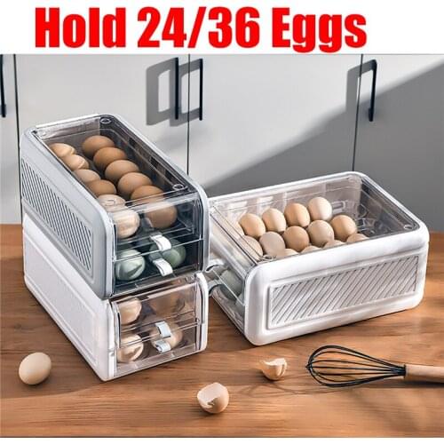 Double Stacking Drawer Type Eggs Storage Box Kitchen Fresh-Keeping Transparent Duck Eggs Container Food Dustproof Organizer