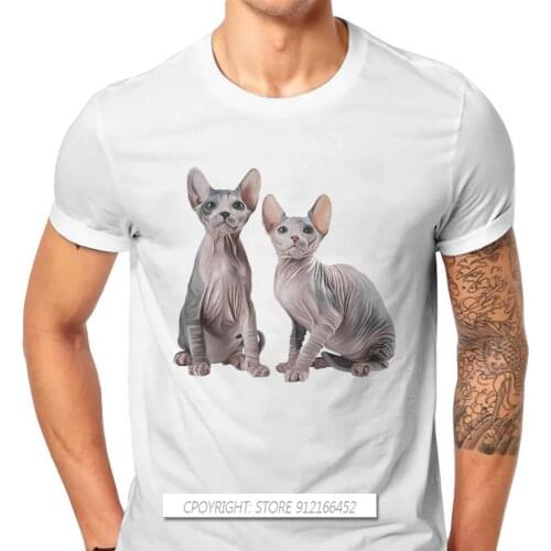 Canadian Hairless Cat Sphynx O-Neck TShirts Drawing Print Mens T Shirt New Trend Clothes 3XL