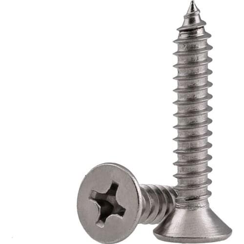 GB846 304 Stainless Steel Countersunk Self-tapping Screw/Cross Groove Flat Head Self-tapping Wood Screw m1-m2 50PCS