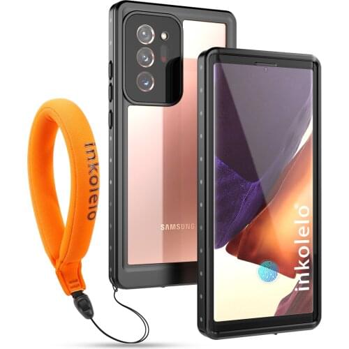Inkolelo Samsung Galaxy Note20 Ultra Waterproof Case Built-in Screen IP68 Full Sealed Shockproof Cover for Swimming Diving Black