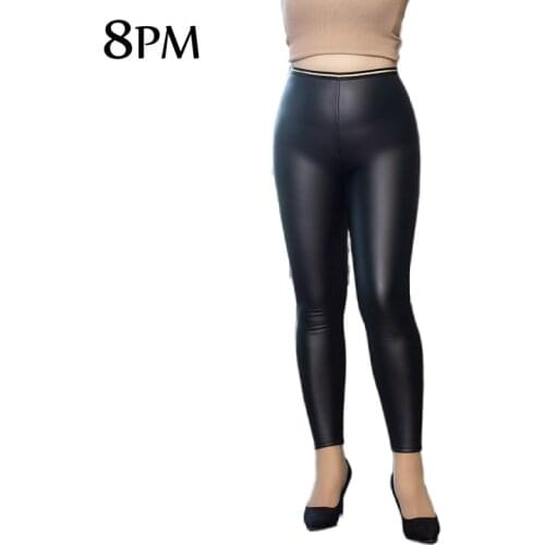 Pu Leather Leggings Women Plus Size Skinny Fleece Fitness Pencil Pantsb High Waist Winter Pants Push Up Sexy Leggings ouc1723