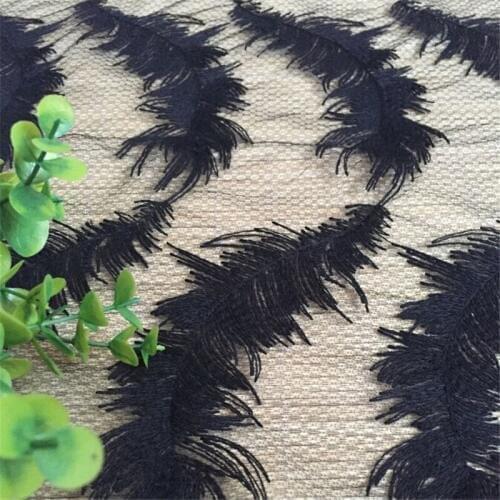 Delicate 3Yards White/ Black Fabric Feather Venise Venice Lace Trim Fabric Sewing Craft 130cm LC0005