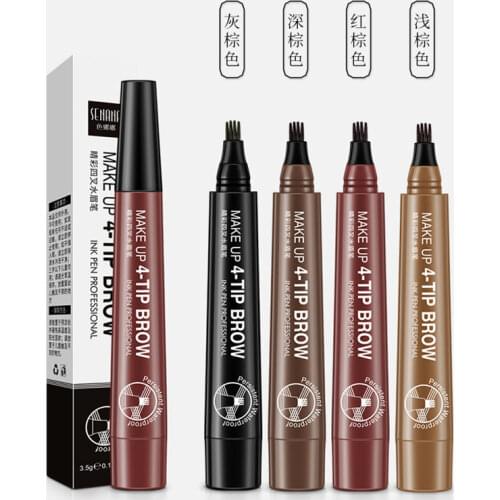 Four-pointed eyebrow pencil sweat-proof and not easy to smudge and dye four-pointed liquid eyebrow pencil