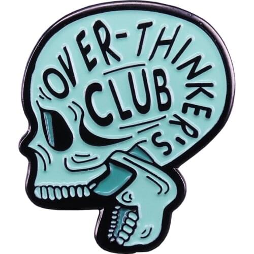 Over-thinkers club soft enamel pin mental health anxiety OCD badge Halloween gothic accessory