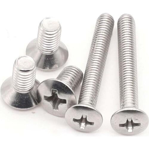 GB820 DIN966 A2-70 304 Stainless Steel Cross Recessed Phillips Raised Countersunk Head Half Oval Screw Bolt M2 M2.5 M3 M4 M5 M6