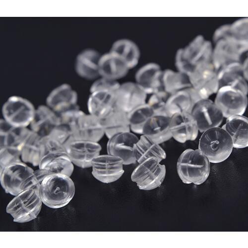 50 PCS 5*4mm Earrings Set Transparent Silicone Ear Plugging Earring Back Stopper