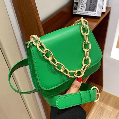 New Crossbody Bags for Women Designer Green Belt Bag Vintage Chains Chest Bag Female Leather Flap Bags Fashionable Purses Sac