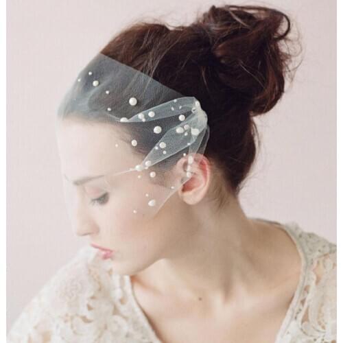 One Layers Pearl Wedding Veils with Comb Hot Sale 2019 High Quality Short Bridal Veil Wedding Accessories velo de novia