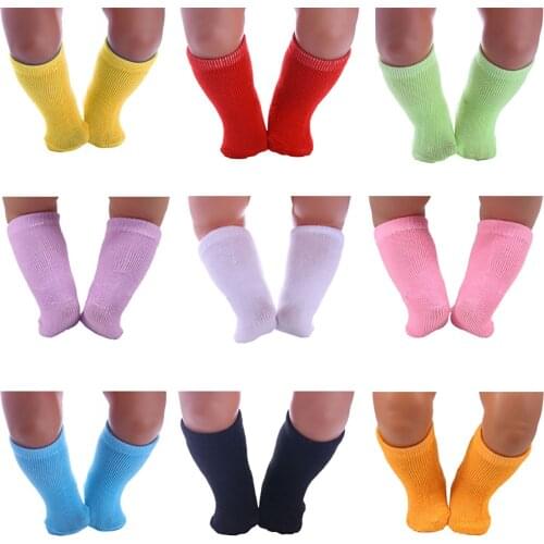 A Pair Of Solid Color Socks For 18-inch American Doll & 43cm Doll,Doll Accessories For New Born Baby Doll Clothes Children Gifts