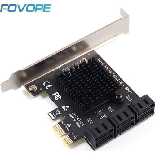 PCI Express to 6 Ports SATA 3 III 3.0 6 Gbps SSD Adapter PCIe PCI-e x1 Controller Board Expansion Card Support x4 x6 x8 x16