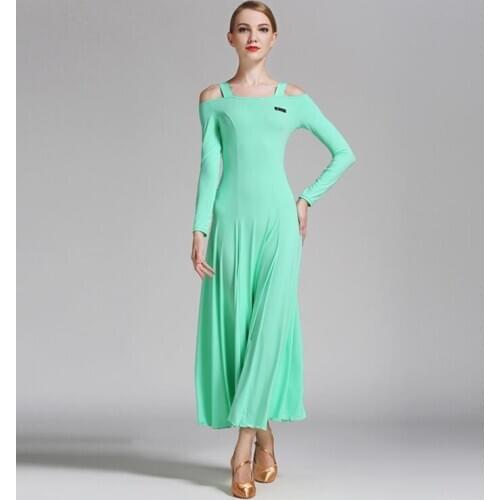 Ballroom Dance Dresses American smooth dress Tango Waltz dress Women Ballroom Dance long sleeve blue green red blue black S9008