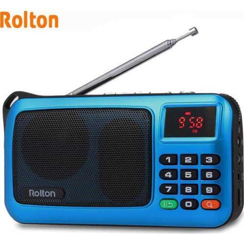 Rolton W405 FM Radio Portable Mini Speaker Music Player TF Card USB For PC iPod Phone with LED Display And Flashlight Column