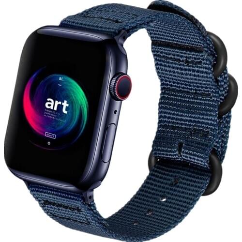 2021 Nylon Strap For Apple Watch Band SE Series 6 44mm Military-Style Loop iWatch 5 4 40mm bands For Applewatch 3 2 1 42mm 38mm