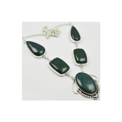 Blood Stone Necklace Silver Overlay over Copper , 49 cm, N2262