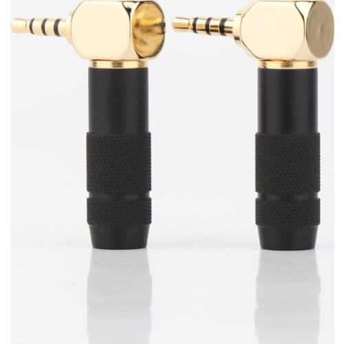 2Pcs HP104 High Quality Stereo 2.5mm TRRS 4 Pole Right Angle Jack Plug For Headphone Cable
