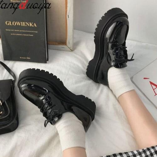 JK uniform shoes Small leather shoes female British girl Japanese wild black retro Mary Jane shoes lolita Platform shoes low hee