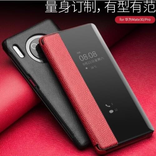 QIALINO Intelligent Sleep Genuine Leather Phone Cover For Huawei Mate 30 Smart Real Cowhide Flip Case For Huawei Mate30 Pro