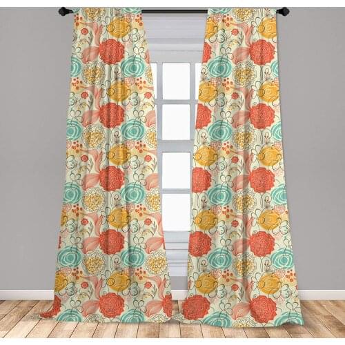 Vintage Curtain for Kids Rooms Cheerful Gardening Plants in Doodle Art Style Retro Romantic Composition Window Drapes