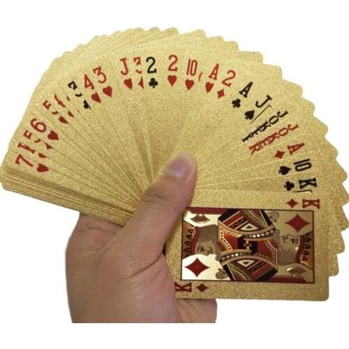 Waterproof Cards Magic 24K Gold Playing Cards Poker Game Deck Gold Foil Poker Set Plastic Magic Card Entertainment Playing Cards