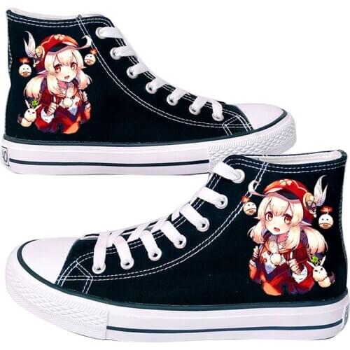 Game Genshin Impact Klee Cosplay High Shoes Girls Casual Female Shoes Trainers Lace Up Canvas Shoes Low Platform Footwear Boys