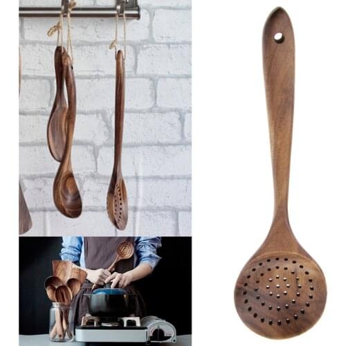 High Quality Wood Kitchen Long Handled Strainer Spoon Wooden Skimmer Utensils Cooking Tools