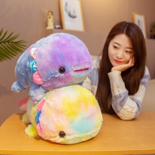 High Quality Rainbow Salamander Hexagonal Dinosaur Plush Toy Doll Animal Stuffed Toy Children Toy Girl Gift Home Decoration