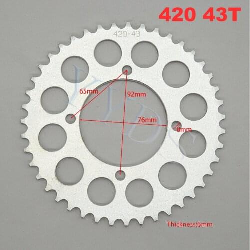 Motorcycle Rear Chain Sprocket Lightweight 420 43T 76MM Inner Diameter For Pit Dirt Bike ATV Mini Moto Kids Pocket Bike Scooter