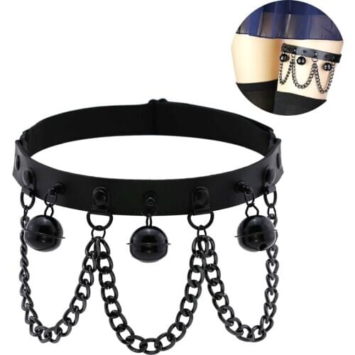 Women Anklets Punk Bell Faux Leather Leg Garter Thigh Garter Harness Garter Belt Tassels Foot Chain Sexy Anklets Jewellery