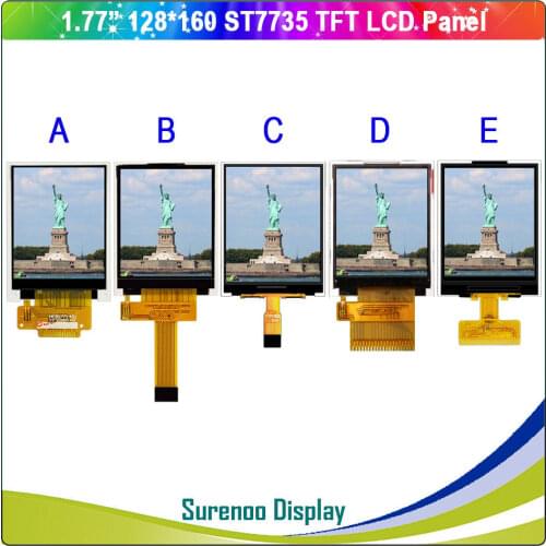 1.77 / 1.8" inch 128*160 Serial SPI / 8_Bit MCU TFT LCD Module Display Screen Panel LCM Build-in ST7735 & Touch Panel