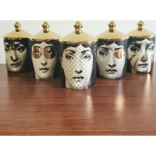 Gold Storage Jar Ceramic Aromatherapy Candle Empty Jar Beauty Make Up Brush Jar Pen Holder Diy Candle Holder Tray