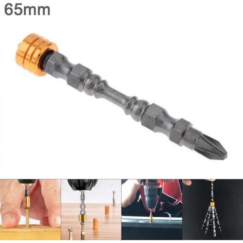1/4" PH2 65mm S2 Hardness Magnetic Electric Screwdriver with Double Small Head Phillips Screw and Golden Circle for Drill Holes