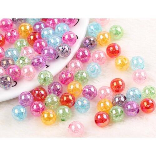 1900pcs 8mm Acrylic Round AB colorful Crackle Bead With Single Hole For Sewing Craft Diy Hair Headwear Cellphone Decoration
