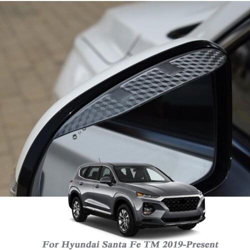 2PCS Car Rearview Mirror Rain Eyebrow Auto Shield Snow Guard Sun Side Visor Shade Protector For Hyundai Santa FE TM 2019-Present