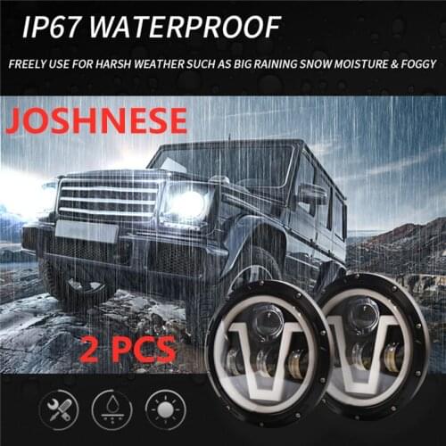 2PCS 7" 600W IP67 Auto Car Lights Lamp LED Headlight Bulbs High/Low Beam Bulb Halo Angle Eyes For Jeep Wrangler JK LJ TJ CJ