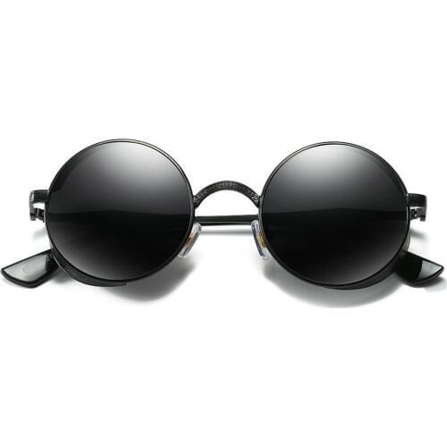 2019 Luxury Mirror Small round punk Sunglasses Men Women Retro Metal Frame Yellow Red Round Female Lens Sun Glasses Popular FML