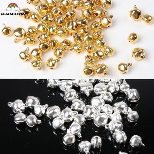 6mm 8mm Gold Iron Loose Beads Jingle Bells Christmas Tree Ornamen Decoration Pendants DIY Crafts Party Home Accessories