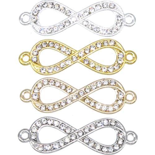 6pcs gold-plated silver 8-shaped infinite connector jewelry making bracelet accessories DIY process 30*10mm