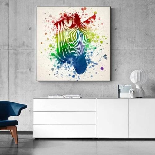 Watercolor Graffiti Pop Art Canvas Prints Large Zebra Abstract Wall Posters Animal Art Wall Painting For Kids Room Cuadros Decor