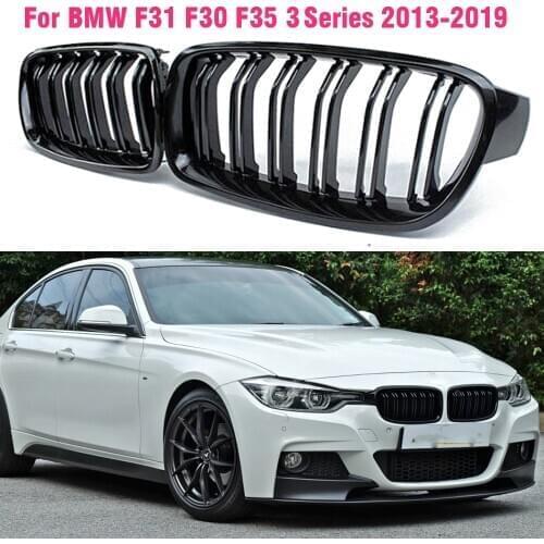 Car Front Sport Grill Gloss Black Double Slat Kidney Grille Front Bumper Grill For BMW F30 F31 F35 320i 328d 328i 335i