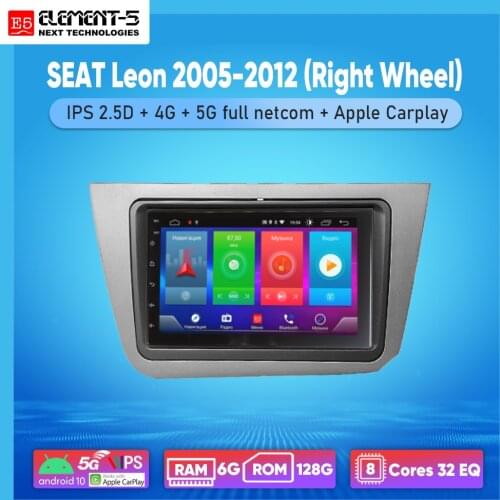 ELEMENT-5 7" 2G+32G Android 8,9,10 4G WIFI RDS DSP Car Radio For SEAT Leon 2005-2012 (Right Wheel), Navigation GPS HIFI