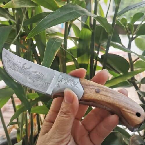 Free shipping New fixed blade sharp edges camping hunting tactical survival knife with Copper+wood handle Outdoor tool knife