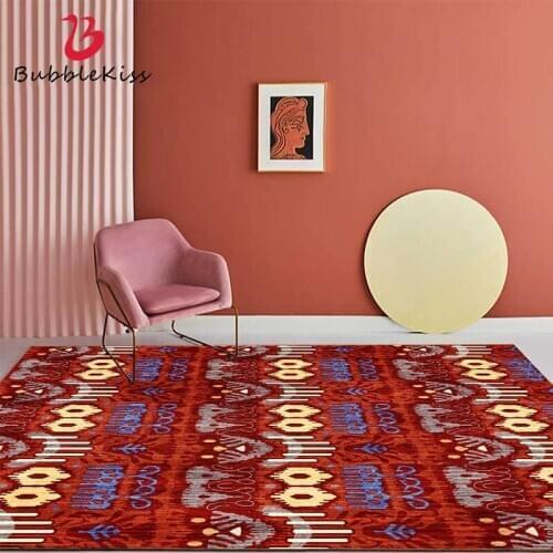 Bubble Kiss Ethnic Style Red Abstract Art Pattern Carpet Non-Slip Bedroom Decor Rug Kids Room Customized Carpets for Living Room