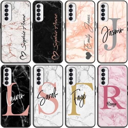 PERSONALIZED CUSTOM MARBLE INITIAL NAME Case For OnePlus 9 Pro 7 8 T Nord 9R Coque For Realme 8 Pro 6 7 Q3 7i GT Neo C3 C11 C21