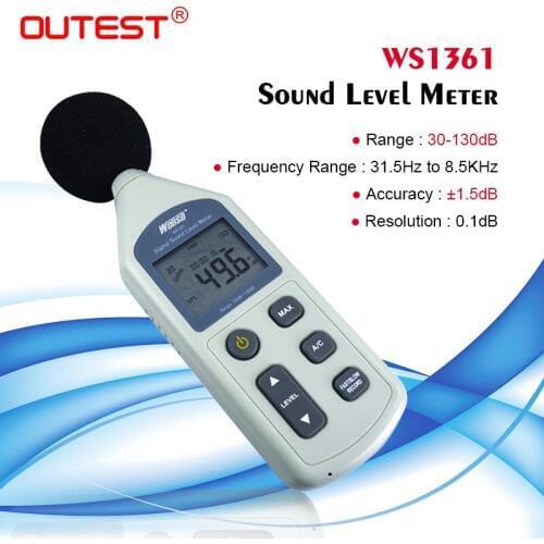 WS1361 30-130dB LCD Digital Sound Level Meter Noise Measuring Instrument Decibel Monitoring Logger Tester