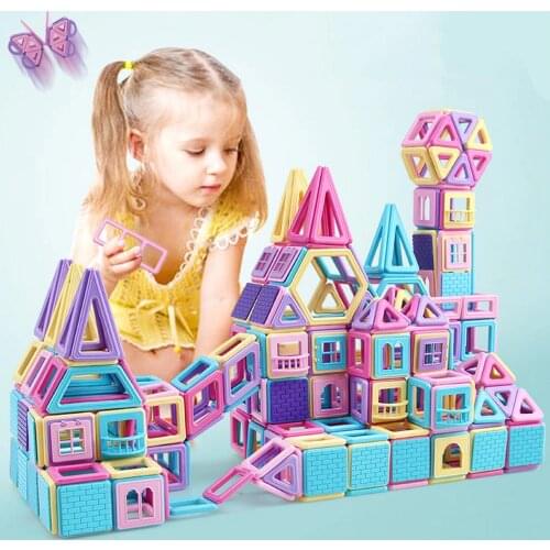 Kids 38pcs Fun Magnetic Designer Building Blocks Parts 3D Triangle Square Magnet Stacking Bricks Magnetic Construction Model Toy