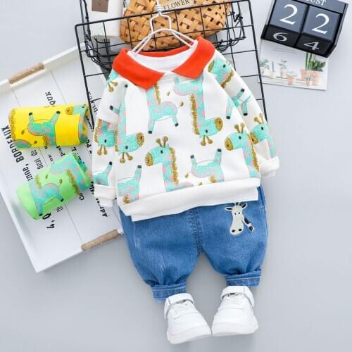 Children Spring Girls Casual Tracksuit Infant Cotton Clothing Set Baby Boys Clothes Set Kids Cartoon T-Shirt Pants 2Pcs/Sets