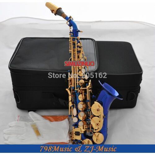 Blue Gold Curved Soprano Saxophone Bb key to High F key and G Key