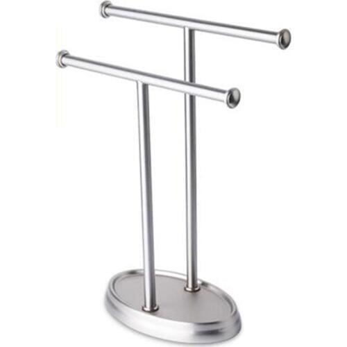 Stainless Steel Hotel Household Towel Rack Floor Double Pole Bathroom Double T-shaped Towel Rack Modern Shelf Hanger for Towels