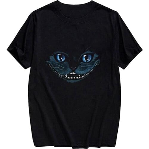 CLOOCL Pure Cotton T-Shirt Cute Cheshire Cat Casual Short Sleeve Harajuku Tee Fashion Cotton Shirt Hip Hop Tops Drop Shipping